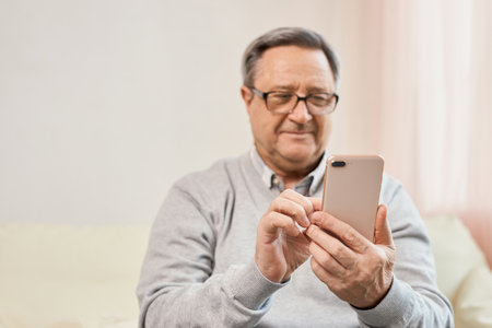 Portrait of smiling mature man using mobile phone