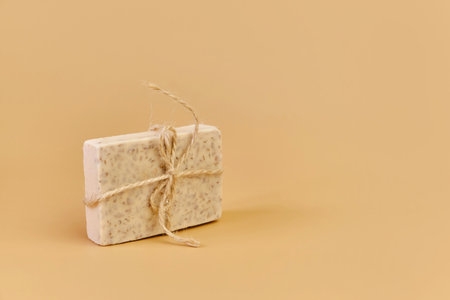 Oatmeal Soap handmade for a Natural Cleanの写真素材