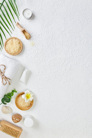 Spa background with a space for a text, flat lay, top viewの写真素材