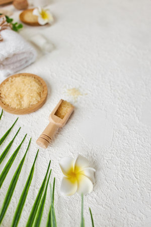 Spa background with a space for a text, flat lay, top viewの写真素材