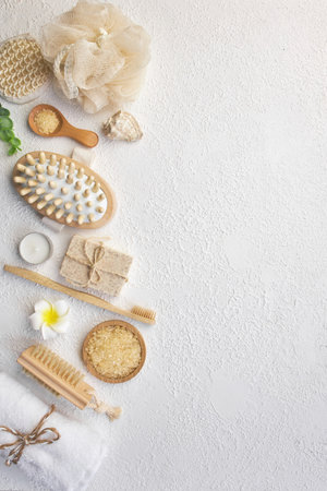 Spa background with a space for a text, flat lay, top viewの写真素材