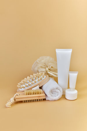 Various eco frendly items from bathroom for face and body care and hygieneの写真素材