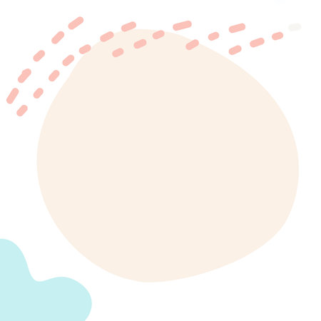 Beige round space for text on an abstract background. Abstract blue, beige forms and dotted line on a white background. Vector. Quote text info design. Template for social networks stories and posts.のイラスト素材