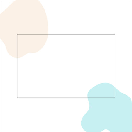 Abstract white background space with black frame for text. Abstract blue, beige spots on a white background. Vector. Quote text info design. Template for social networks stories and posts.のイラスト素材