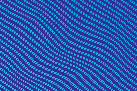 Distorted surface in a geometric pattern in blue. Wavy abstract blue background from rectangles in a row. Vector background.のイラスト素材