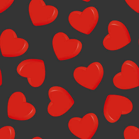 Seamless pattern of red hearts on a gray background. Vector pattern for wallpaper, fabric, wrapper or other backgrounds.のイラスト素材