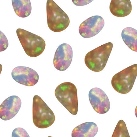 Gems are scattered on a white background. Gems and jewelry seamless pattern. For wallpaper, wrapping paper, textiles.のイラスト素材