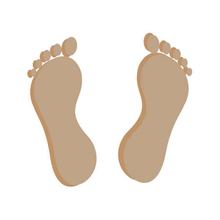 Human foot prints in abstract style on white background. Human foot prints for medical design. Abstract vector illustration. Outline symbol collection. Vector print illustration. Health care concept.のイラスト素材