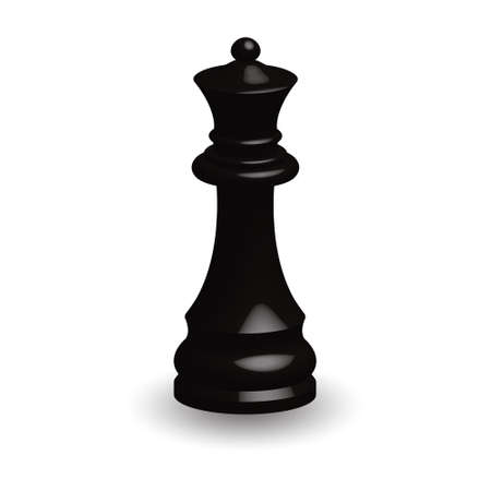 Black chess piece queen 3d on white background. Board game chess. Chess piece 3d render.Vector illustration. Sport play.のイラスト素材