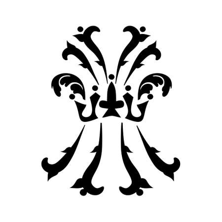Heraldic decorative ornament.Reusable painting stencils.Black and white. For the design of wall, menus, wedding invitations or labels, for laser cutting, marquetry. Digital graphics.のイラスト素材
