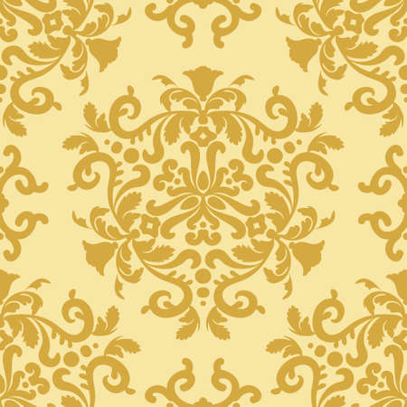 Vintage decorative ornament seamless pattern. Decorative texture. Gold, beige. Decorative texture. Digital graphics.For fabric, wallpaper, venetian pattern,textile, packaging.のイラスト素材