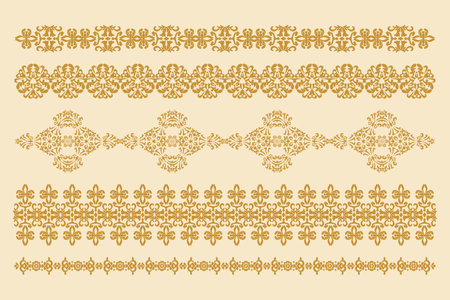 Vector decorative ornaments. Set of horizontal patterns. Vector design element. Computer graphics.のイラスト素材