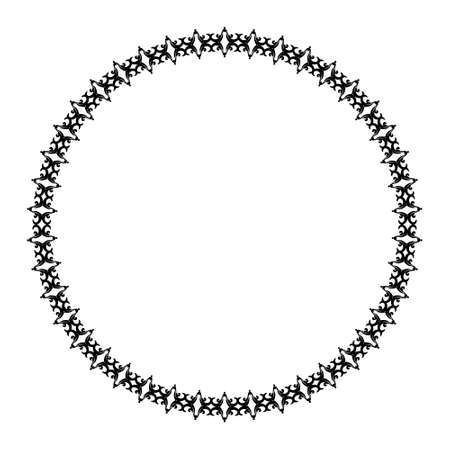 Black and white circular patterned frame. Oval borders. Elegant decor in oriental style.のイラスト素材