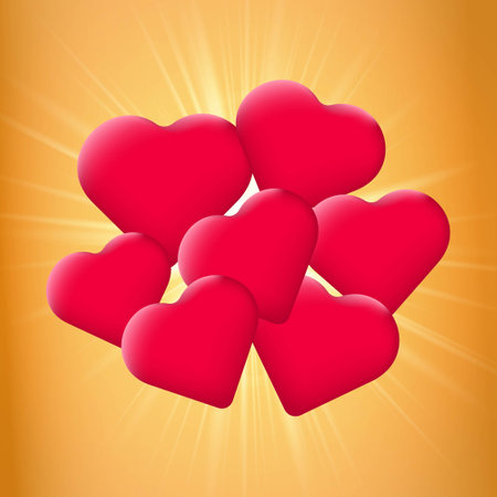 Pink hearts on a sparkling background. Cute bright congratulatory card with hearts for a birthday, wedding invitation or other holiday. vector illustration.のイラスト素材