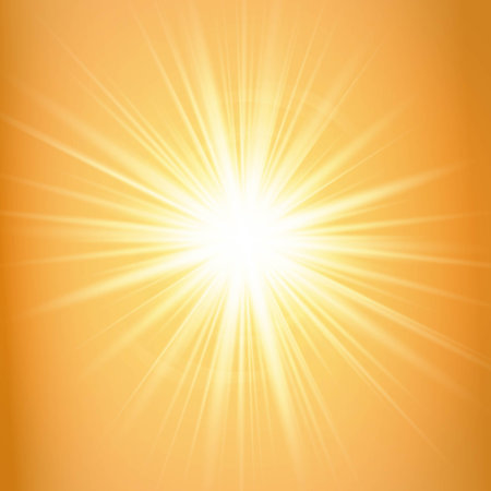 background with rays. Golden orange background with glowing sunbeams, flare, light. Dynamic background with vivid rays emanating from a central point. For to any design project. vector illustration.のイラスト素材
