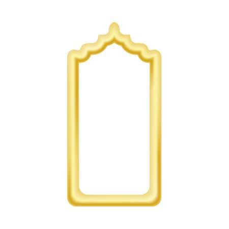 Oriental gold frame. Islamic golden arch contour. Vector illustration.のイラスト素材