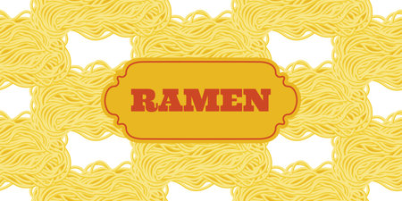 Seamless pattern with ramen noodles. Background of pasta, spaghetti. Noodle texture. Vector illustration.のイラスト素材