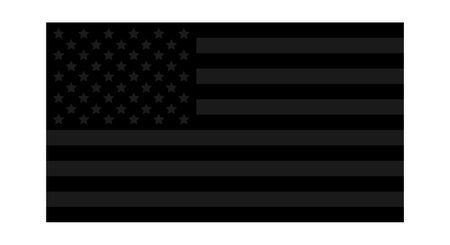 Solid black American flag on a white background. Symbol of defiance, intransigence, and refusal to surrender. Vector illustration.のイラスト素材