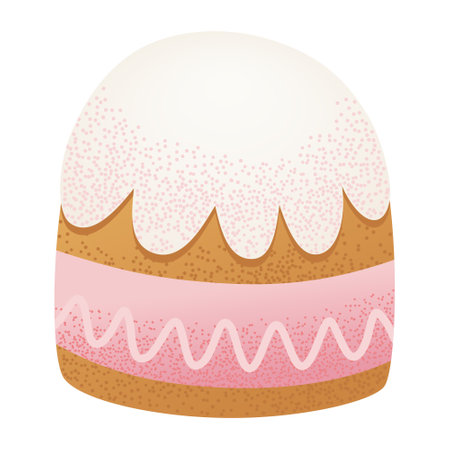 Classic Easter loaf with frosting and candy sprinkles. Festive baked dessert vector for greeting card, poster, packaging, and holiday template.のイラスト素材