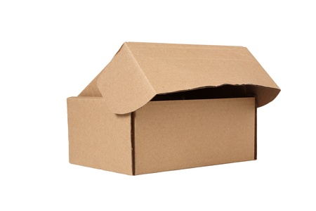 Open cardboard box. Isolated on white