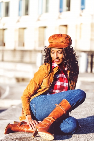 Woman looking downの写真素材