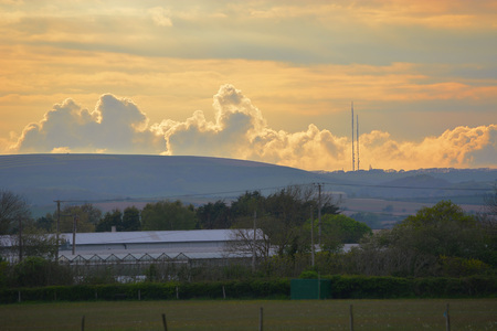 Sunset Over Greenhousesの写真素材
