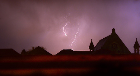 Lightning Over Rooftops.