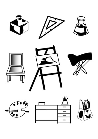 Furniture and art materialのイラスト素材