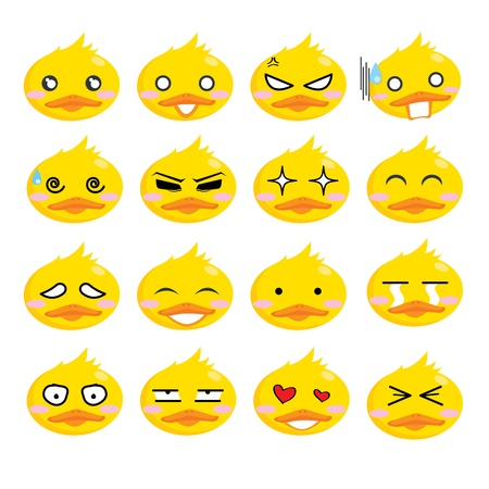 Illustration - Duck facial expressions cartoon vector icon setのイラスト素材
