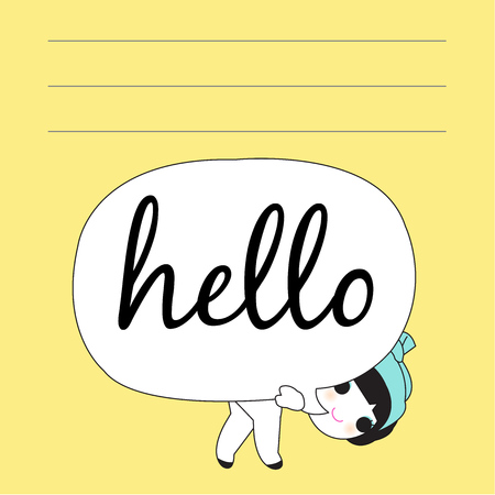 Hello Greeting Character Paper Note illustrationのイラスト素材