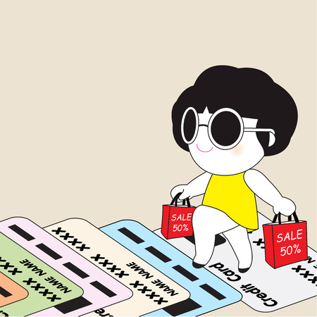 Keep Calm And Carry On Shopping Character illustrationのイラスト素材