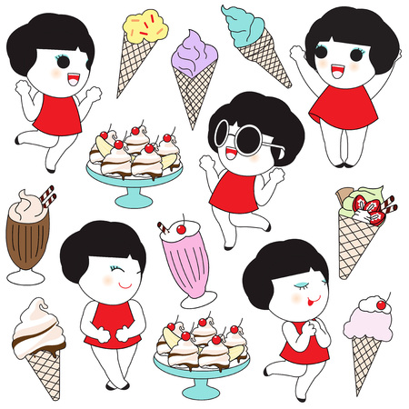 I Scream Ice Cream Character illustrationのイラスト素材