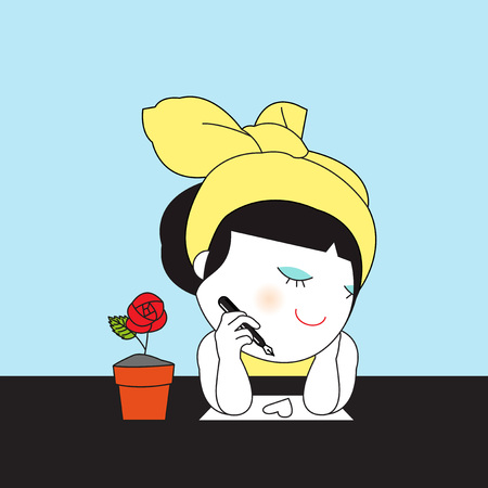 Thinking Of you Character illustrationのイラスト素材