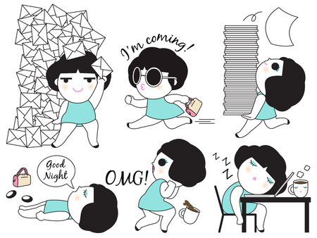 Daily Life At Work Character illustration setのイラスト素材