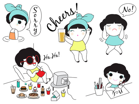 Weekend Life Character illustration setのイラスト素材