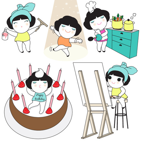 Weekend Life Character illustration setのイラスト素材