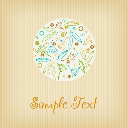 Autumn beige illustrated background with place for your text  Template illustration for design greeting cards, cover, wrapper with decorative berries and leaves のイラスト素材