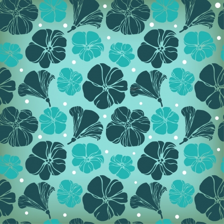 Seamless floral blue pattern, retro texture with flowersのイラスト素材