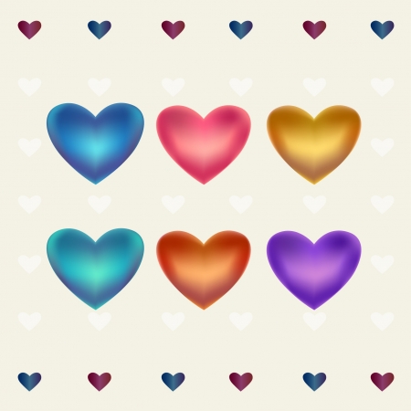 Illustration set  Colorful hearts, template for design  のイラスト素材