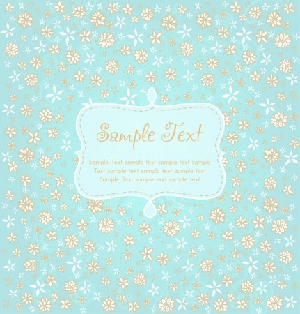 Romantic floral background with place for your text  Design template with flowers and text frame for greeting cards, covers, wrapping, packages のイラスト素材