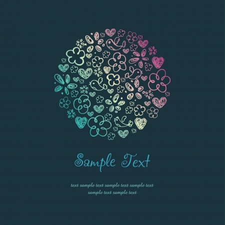 Text background with doodle hand drawn illustration  Romantic bright template for design and decoration のイラスト素材