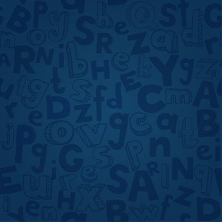 Seamless school typographic blue texture with letters  Template for design backgrounds, textile, wrapping paper etc のイラスト素材