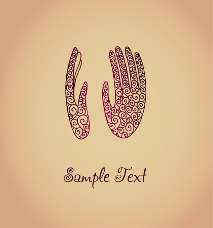 Curly ornamental elegant image of hands and place for your text  Template for design のイラスト素材