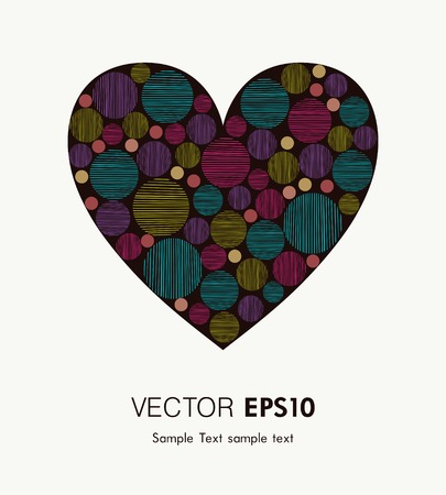 Bright colorful heart with striped rounds for design and decorationのイラスト素材