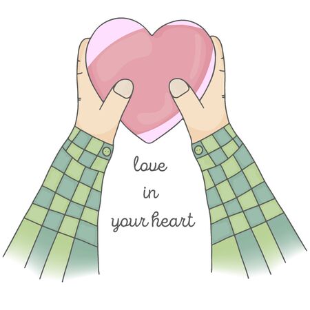 Two hands of a man holding a heartのイラスト素材