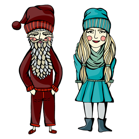 Vector Color Hipster Tattoo Santa Illustrationのイラスト素材
