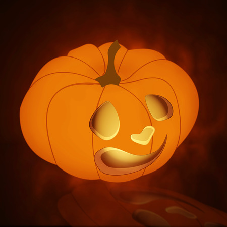 Pumpkin for Halloween over dark backgroundの写真素材