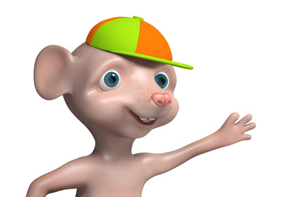 Happy teenage mouse, boy, isolated 3d  renderingの写真素材