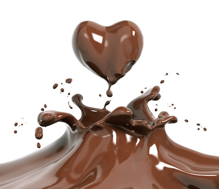 Splash chocolate isolated 3d renderingの写真素材