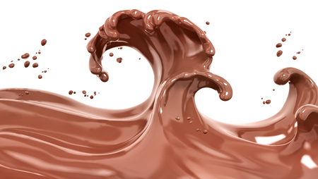 Splash chocolate isolated 3d renderingの写真素材